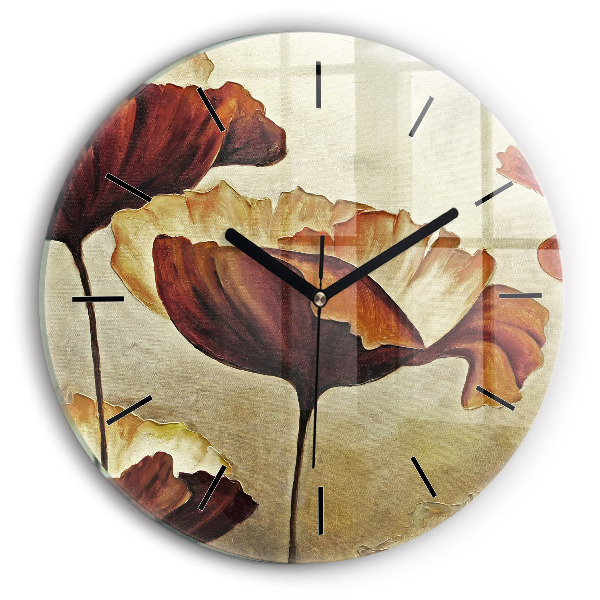 Horloge ronde Coquelicots peints