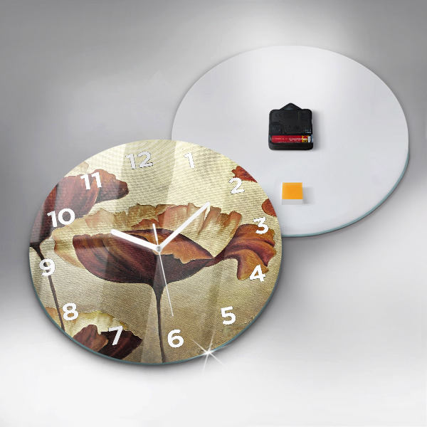 Horloge ronde Coquelicots peints