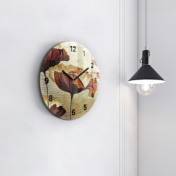 Horloge ronde Coquelicots peints