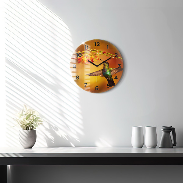 Horloge ronde oiseau colibri