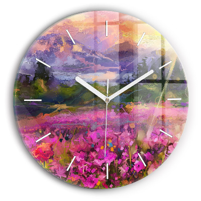 Horloge ronde Paysage de nature et de fleurs