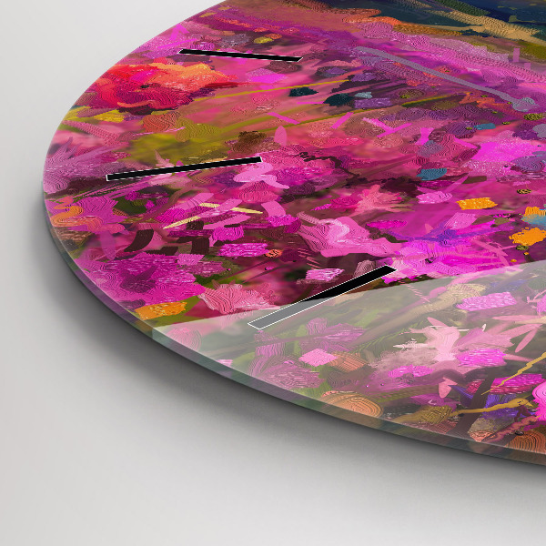 Horloge ronde Paysage de nature et de fleurs