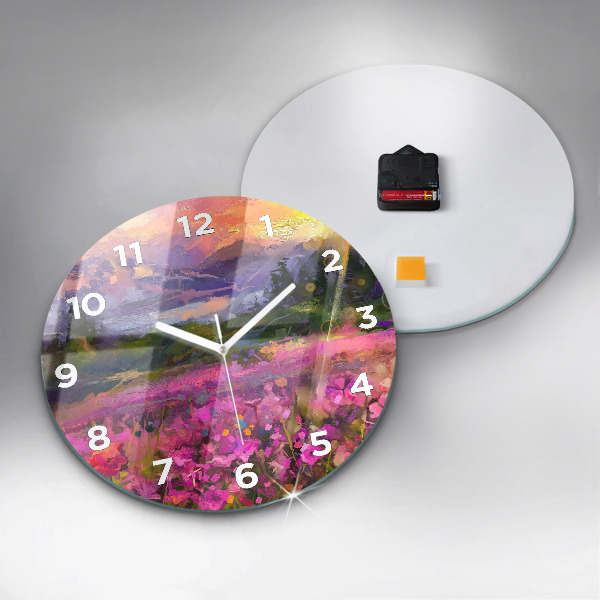 Horloge ronde Paysage de nature et de fleurs
