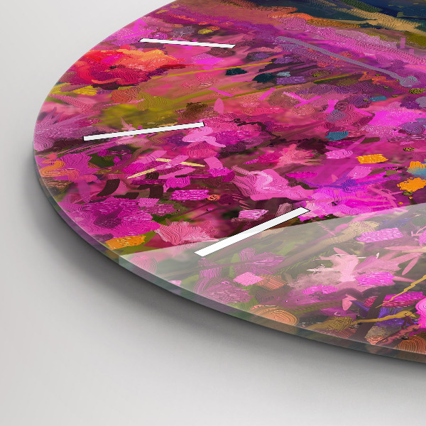 Horloge ronde Paysage de nature et de fleurs