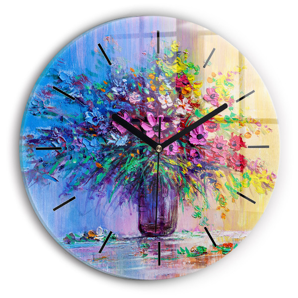 Horloge ronde Fleurs dans un vase