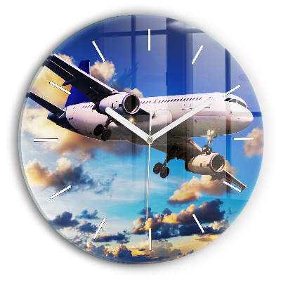 Horloge ronde Avion dans les nuages