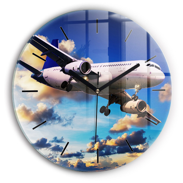 Horloge ronde Avion dans les nuages