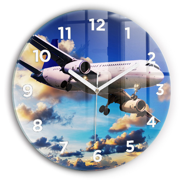 Horloge ronde Avion dans les nuages