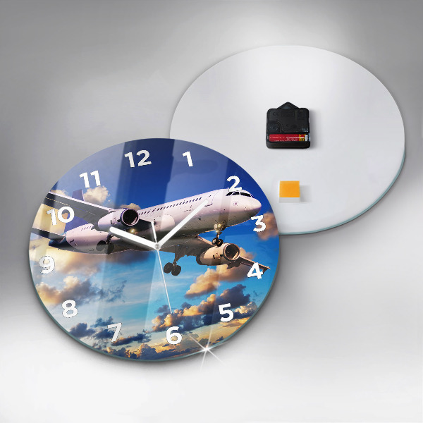 Horloge ronde Avion dans les nuages