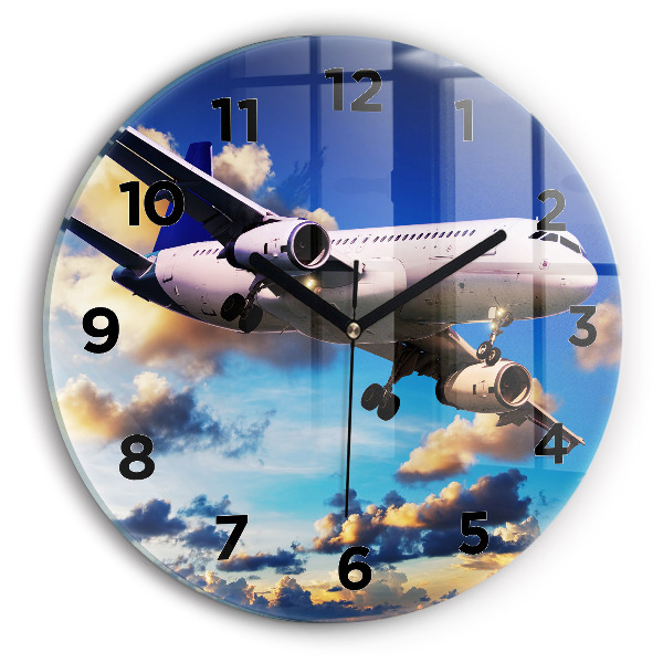 Horloge ronde Avion dans les nuages