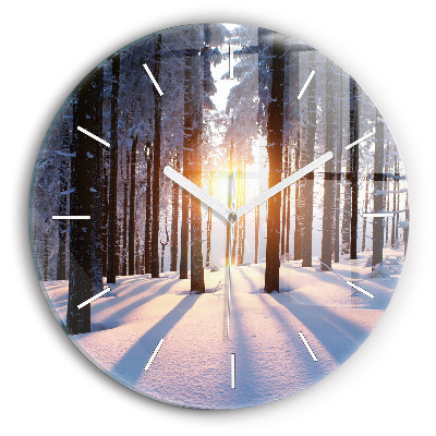 Horloge ronde Forêt du coucher du soleil