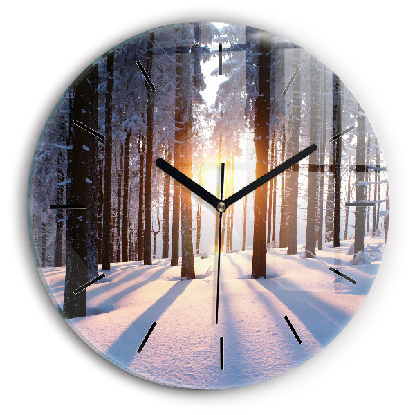 Horloge ronde Forêt du coucher du soleil