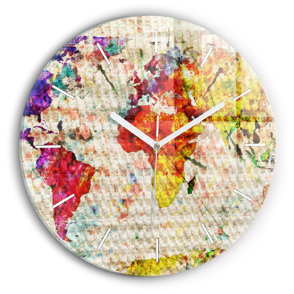 Horloge ronde Carte du monde colorée