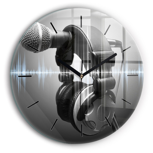 Horloge ronde Microphone et casque