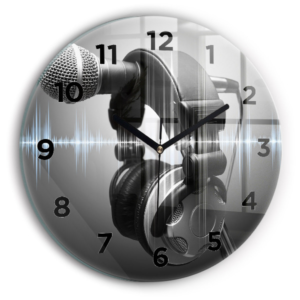 Horloge ronde Microphone et casque