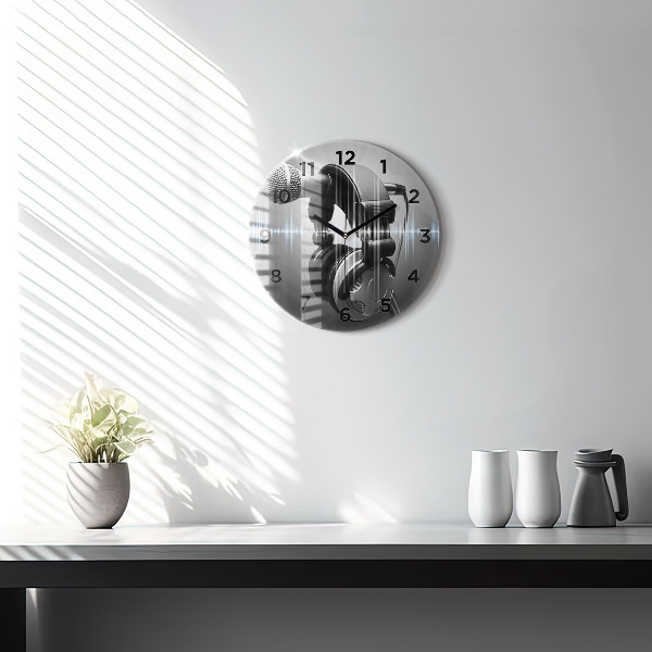 Horloge ronde Microphone et casque