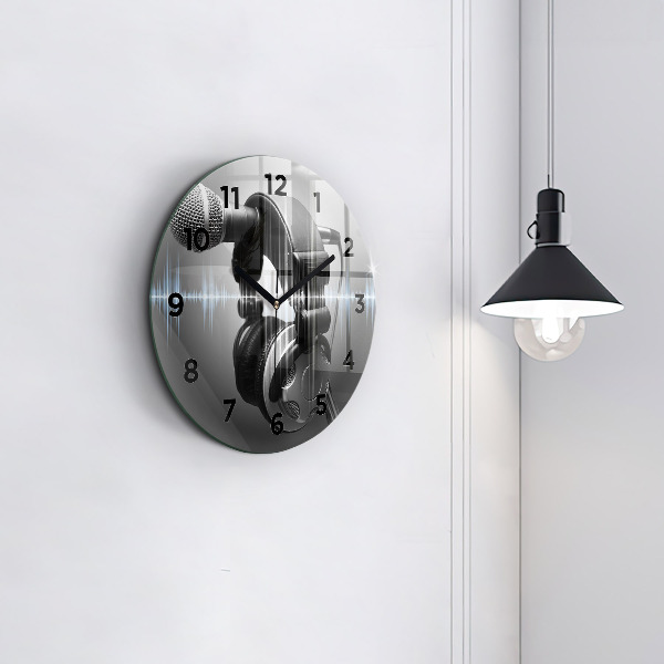 Horloge ronde Microphone et casque