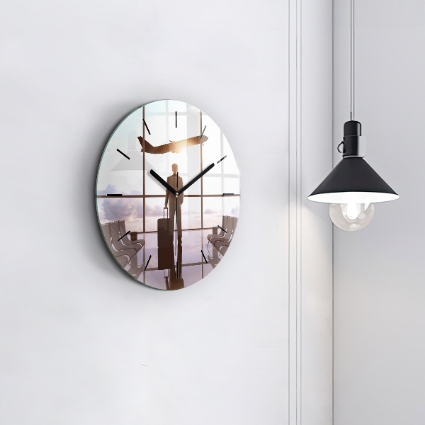 Horloge ronde 'Homme à l''aéroport'