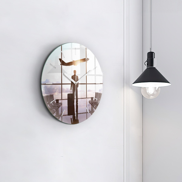 Horloge ronde 'Homme à l''aéroport'