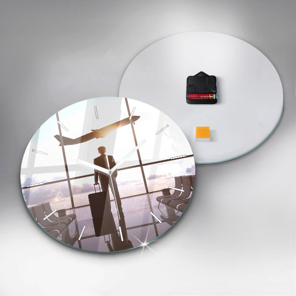 Horloge ronde 'Homme à l''aéroport'