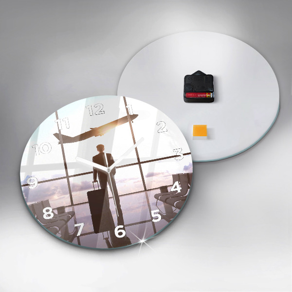 Horloge ronde 'Homme à l''aéroport'