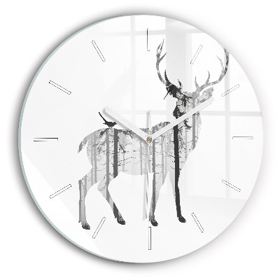 Horloge ronde 'Silhouette d''un cerf Forêt'