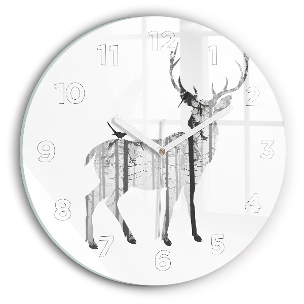 Horloge ronde 'Silhouette d''un cerf Forêt'
