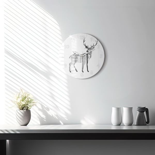 Horloge ronde 'Silhouette d''un cerf Forêt'