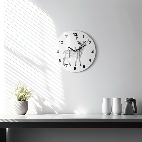 Horloge ronde 'Silhouette d''un cerf Forêt'
