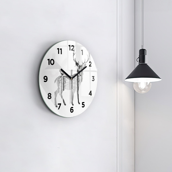 Horloge ronde 'Silhouette d''un cerf Forêt'