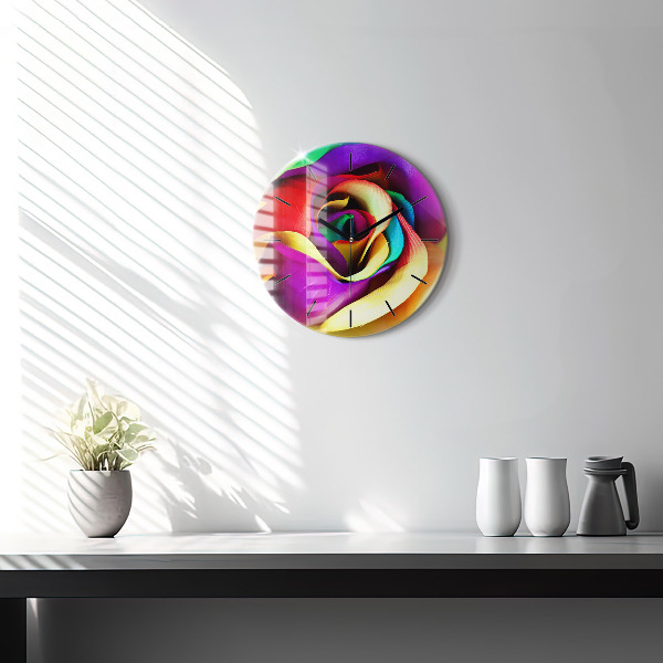 Pendule murale ronde Rose arc-en-ciel