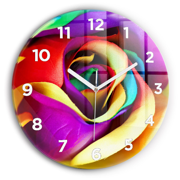 Pendule murale ronde Rose arc-en-ciel