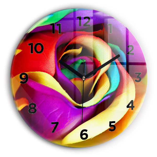 Pendule murale ronde Rose arc-en-ciel