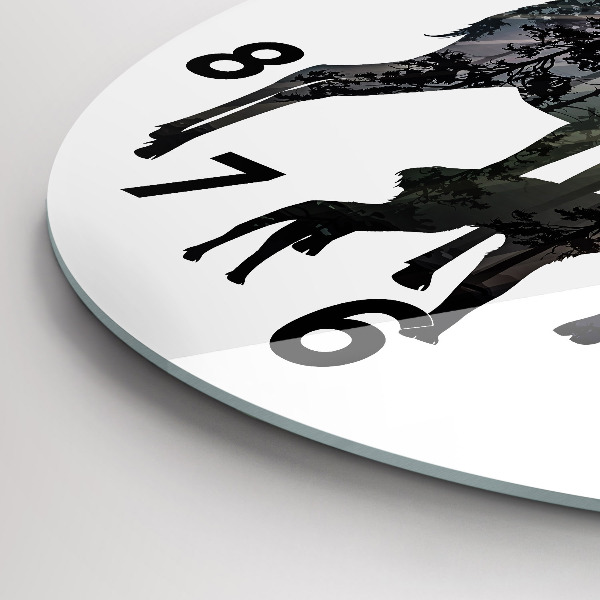 Pendule murale ronde Famille des cerfs