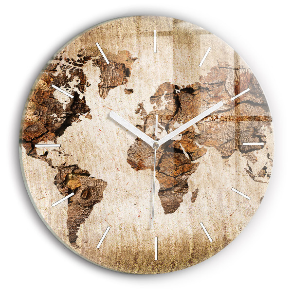 Pendule murale ronde Carte du monde vintage