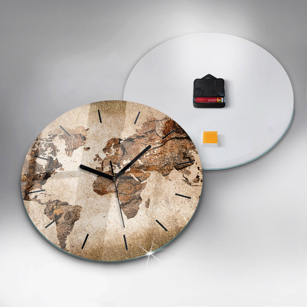 Pendule murale ronde Carte du monde vintage