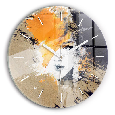 Pendule murale ronde 'Portrait d''une femme abstrait'