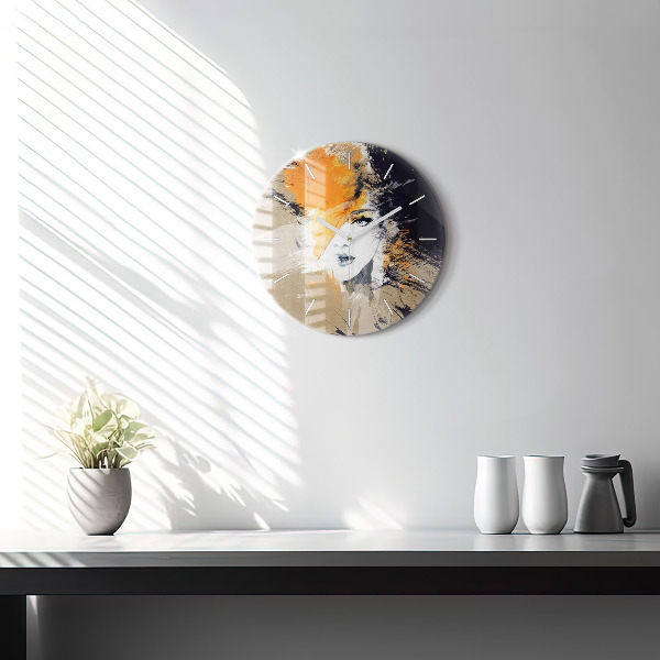 Pendule murale ronde 'Portrait d''une femme abstrait'