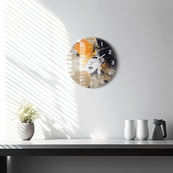 Pendule murale ronde 'Portrait d''une femme abstrait'