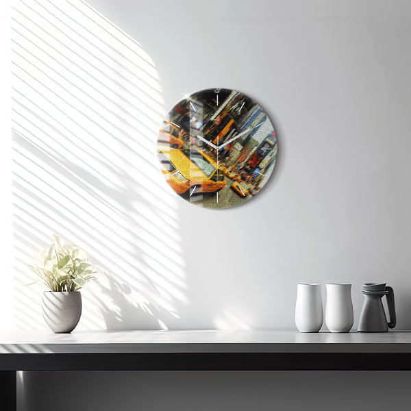 Pendule murale ronde Les taxis de New York