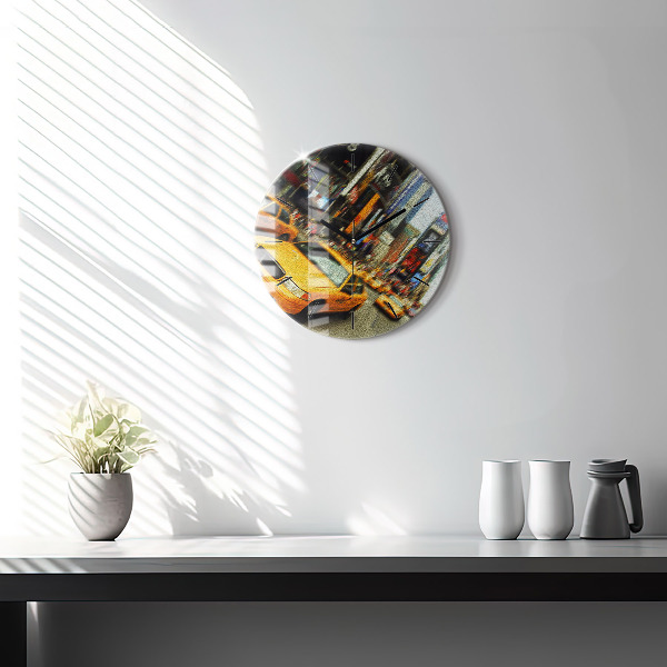 Pendule murale ronde Les taxis de New York