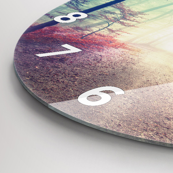 Pendule murale ronde 'Route d''automne Forêt Brouillard'