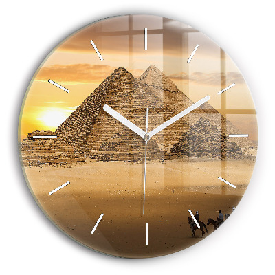 Horloge ronde Pyramides et coucher de soleil