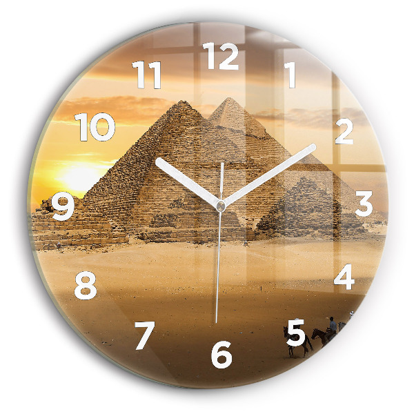 Horloge ronde Pyramides et coucher de soleil
