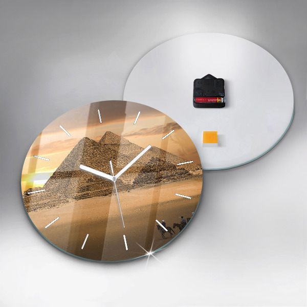 Horloge ronde Pyramides et coucher de soleil