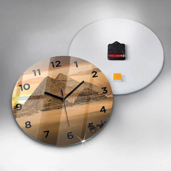 Horloge ronde Pyramides et coucher de soleil