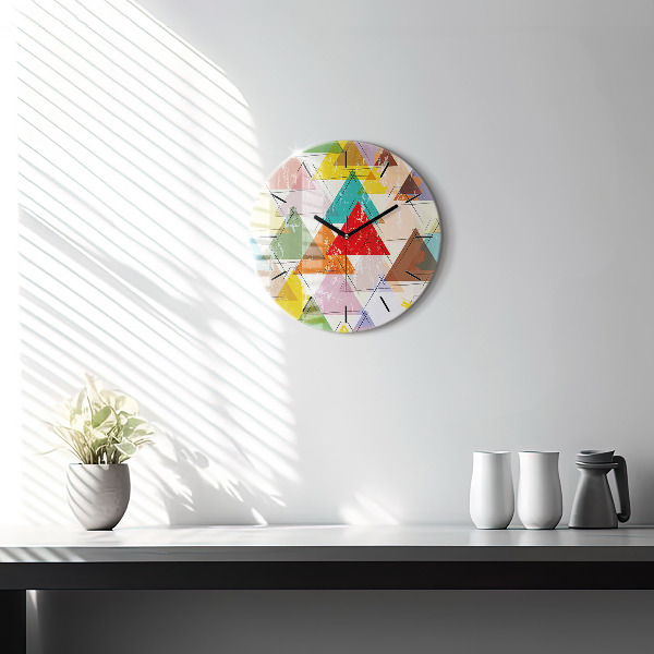 Pendule murale ronde Triangles géométriques