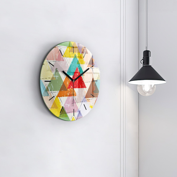 Pendule murale ronde Triangles géométriques