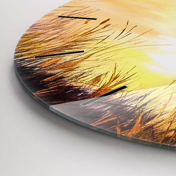 Pendule murale ronde Grues au coucher du soleil