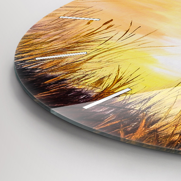 Pendule murale ronde Grues au coucher du soleil